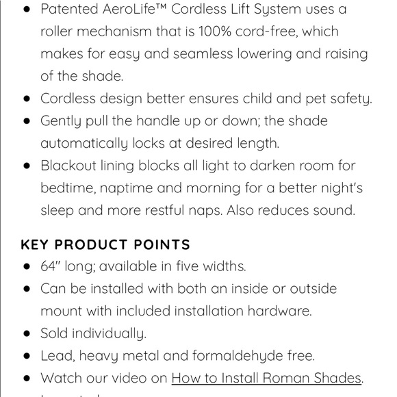 NWT! Pottery Barn Kids - Navy Linen Cordless Blackout Shades 36” wide - Picture 3 of 7